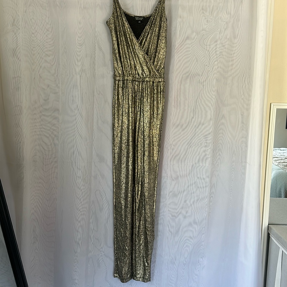 Topshop Gold Shimmer Jumpsuit